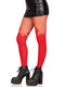 Opaque Flame Tights With Fishnet Top - One Size -  Red-1