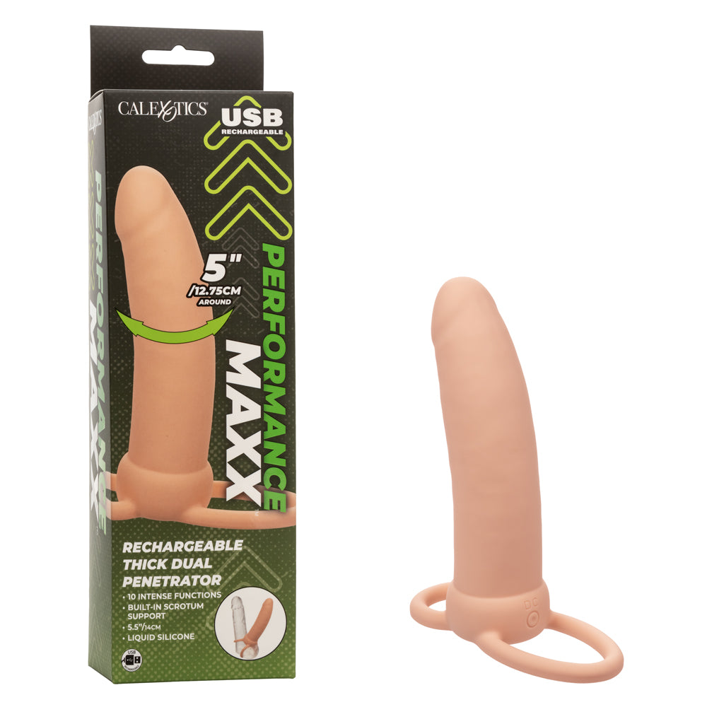 Performance Maxx Rechargeable Thick Dual  Penetrator - Ivory-0