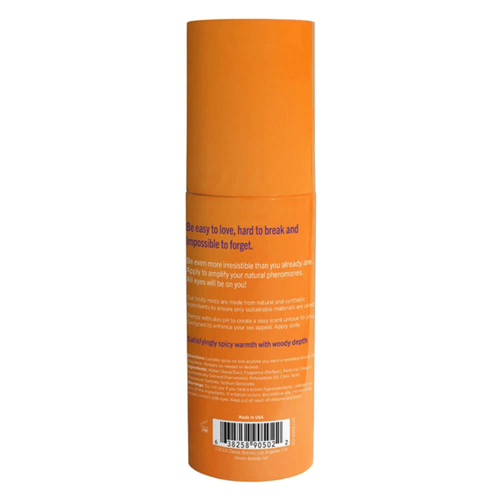 Forget Me Not Pheromone Fragrance Mists 3.35 Oz packaging showing enticing fragrance description and barcode.