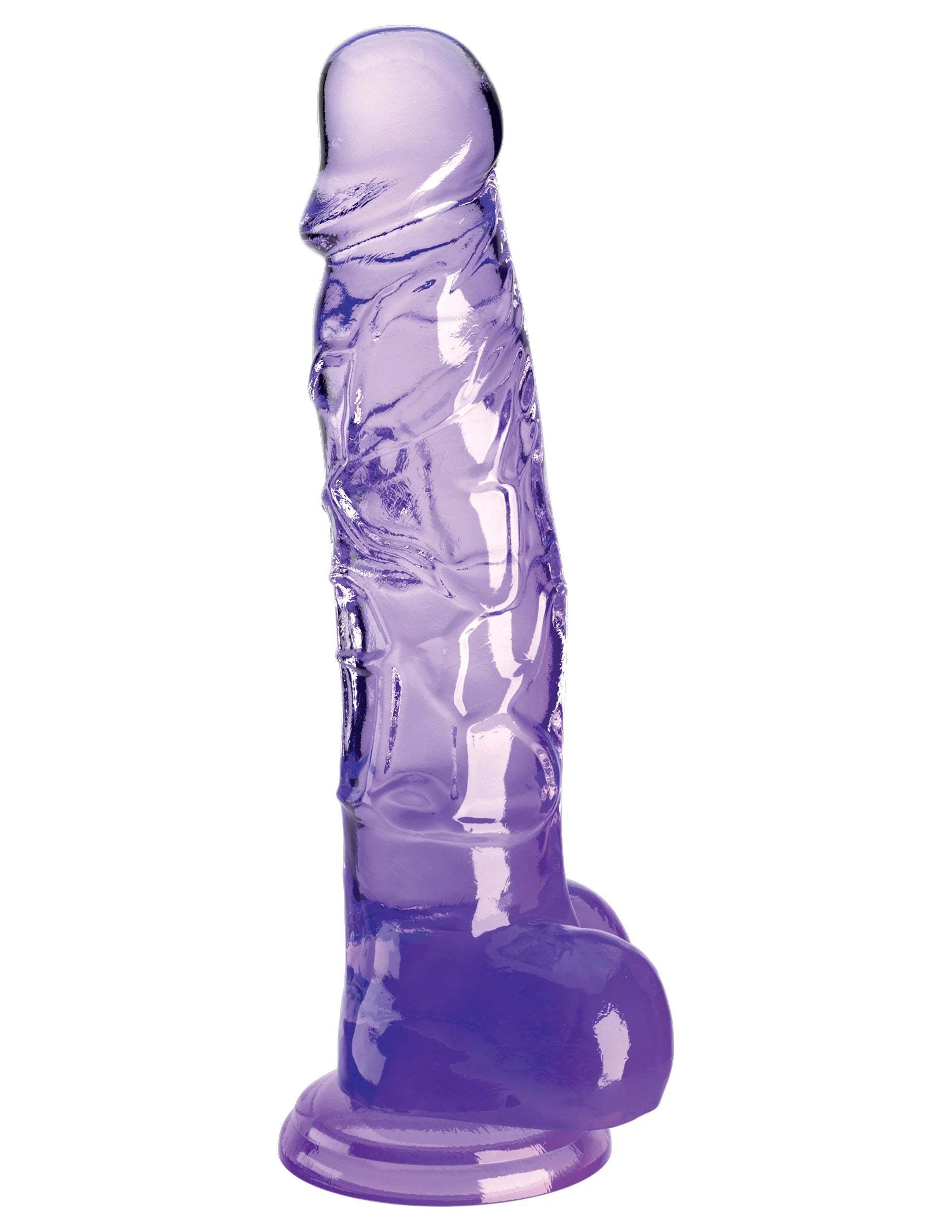 King Cock Clear 8 Inch With Balls - Purple-1