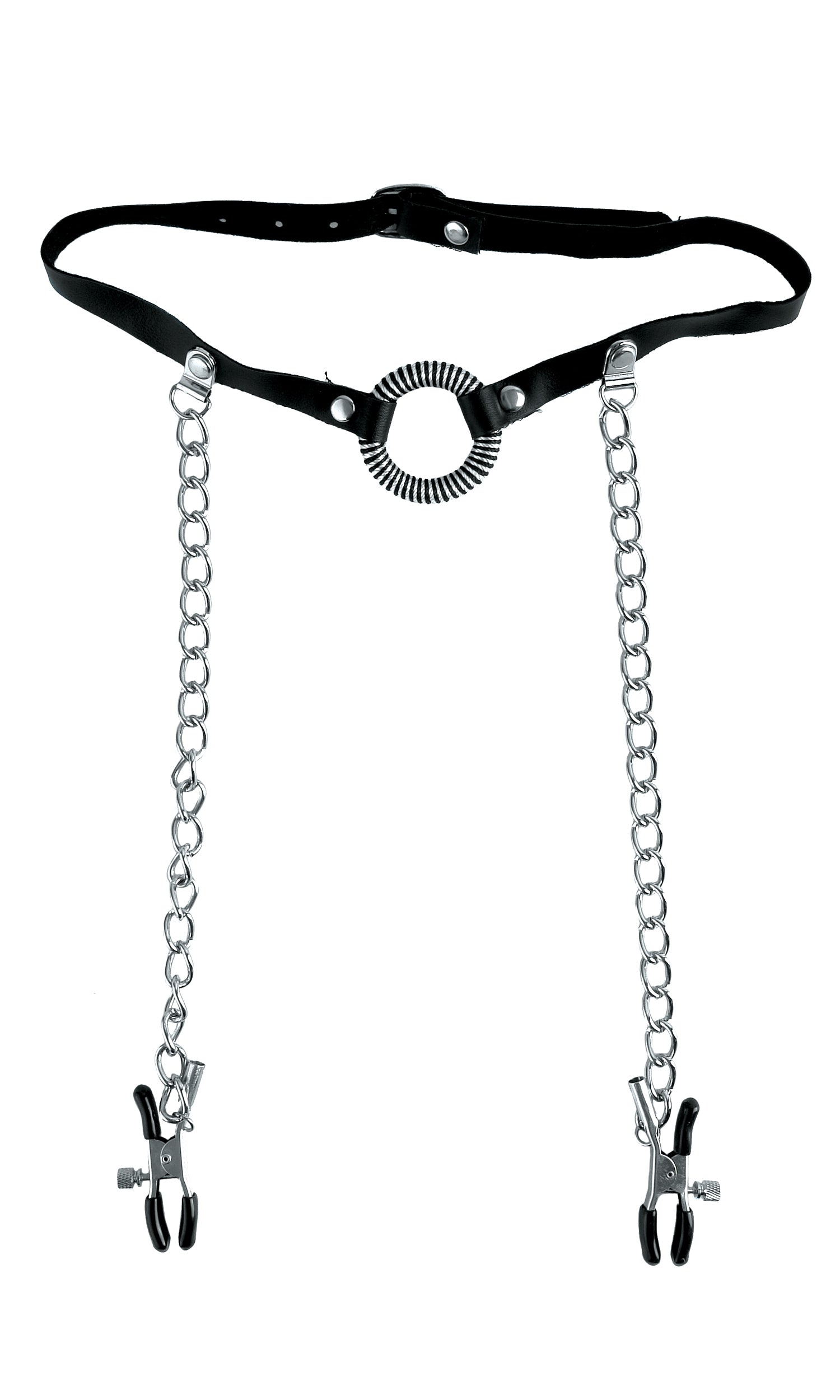 Fetish Fantasy O-Ring Gag with Nipple Clamps for Erotic Play