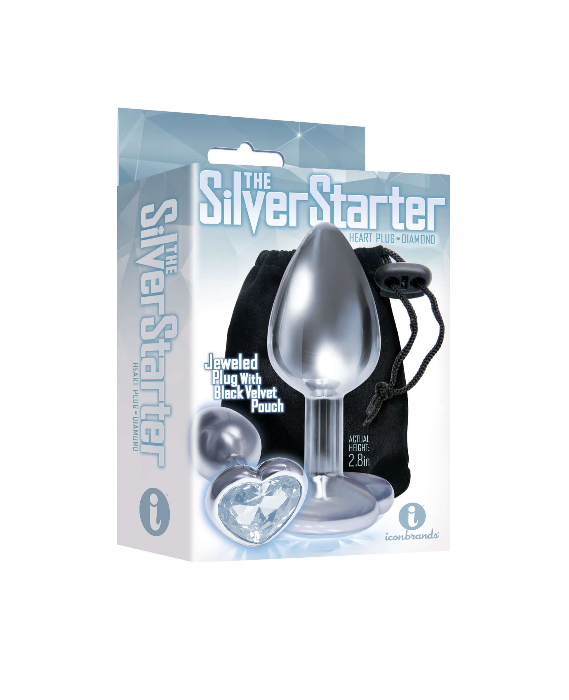 The 9's the Silver Starter Heart Bejeweled Stainless Steel Plug - Diamond-1