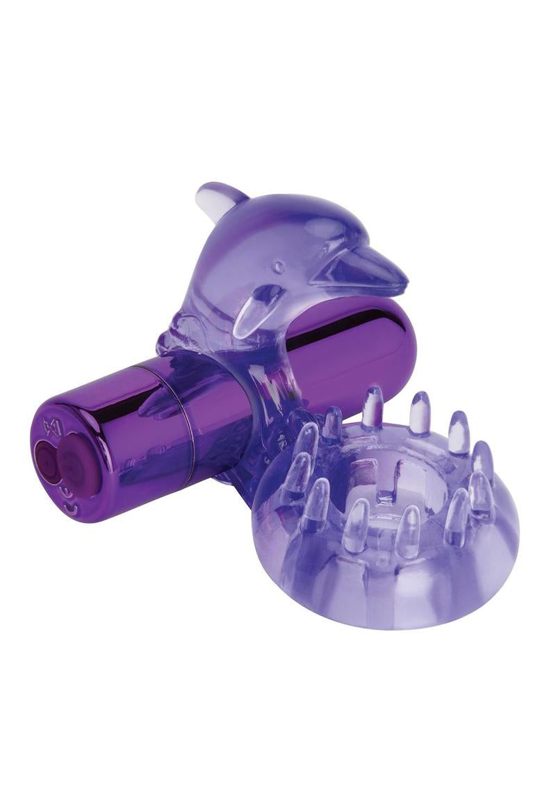 Bodywand Rechargeable Dolphin Ring With Ticklers - Purple-0