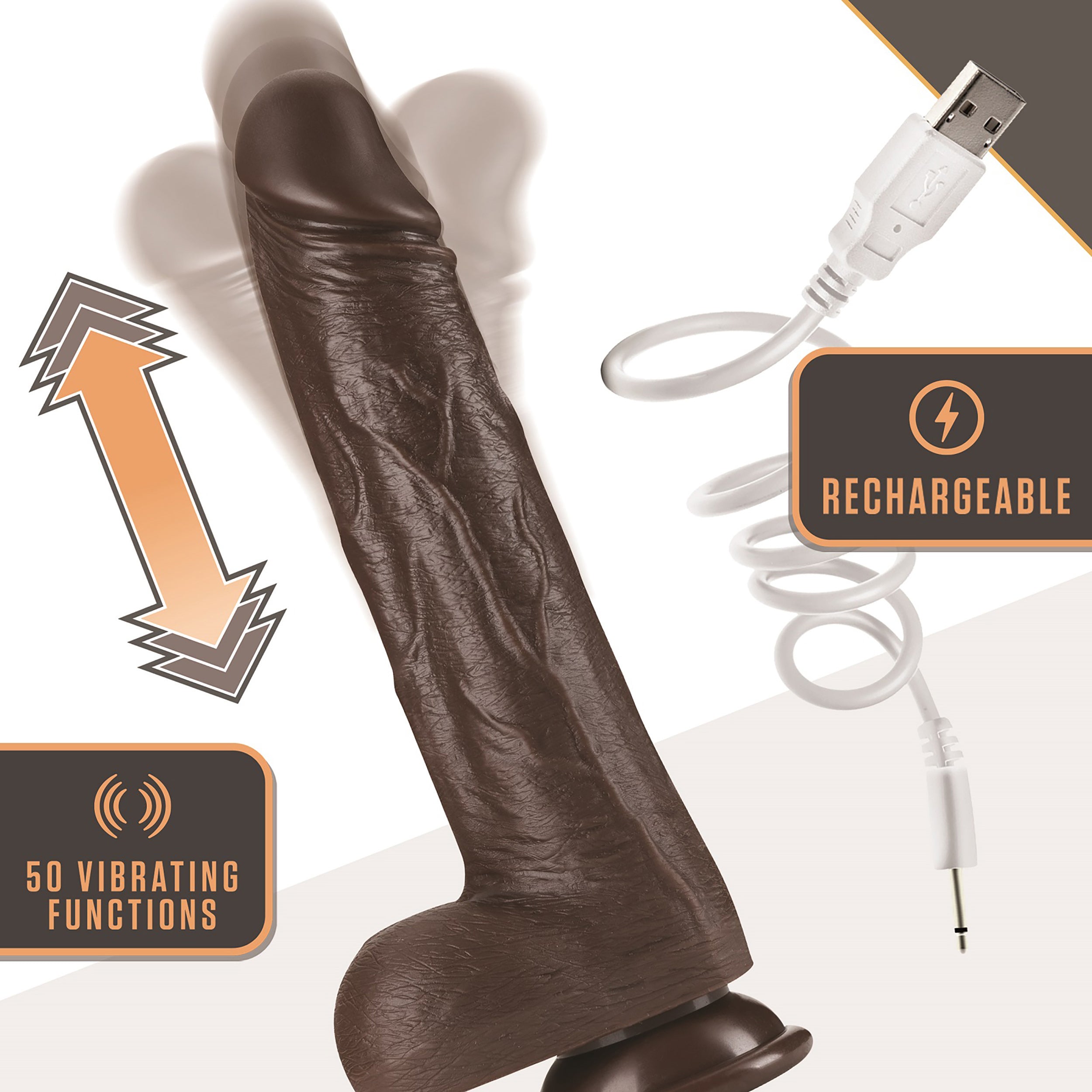 Dr. Skin Silicone - Dr. Murphy - 8 Inch Thrusting  Dildo - Chocolate-0