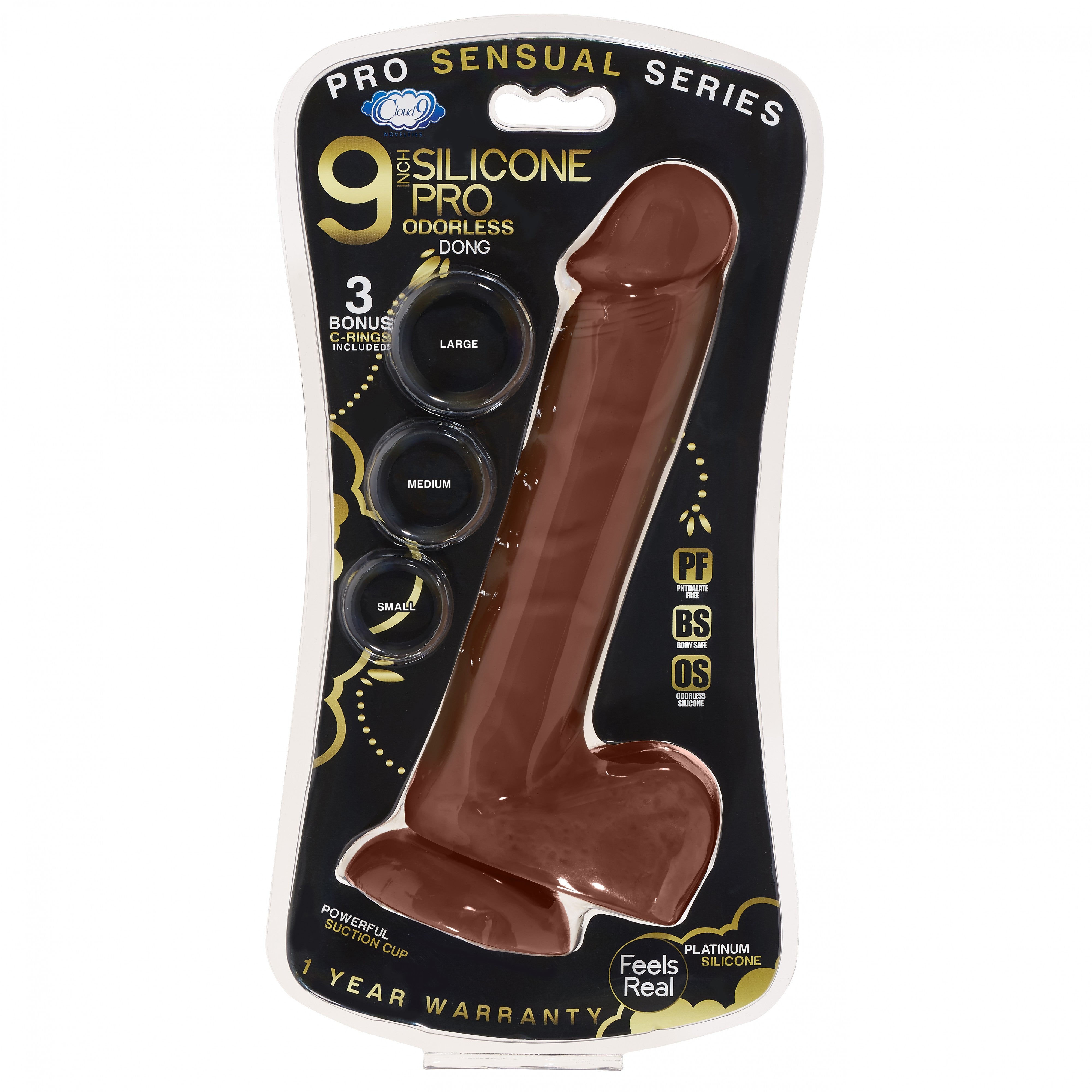 9&quot; Silicone Pro Odorless Dong - Brown