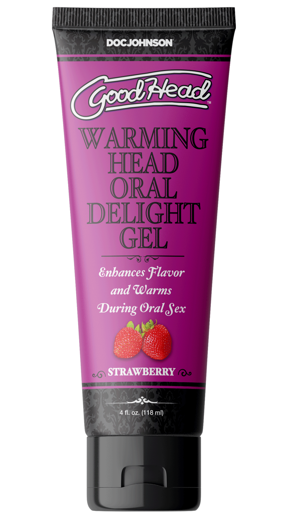 GoodHead Warming Head Oral Delight Gel Strawberry 4 Fl. Oz enhances flavor and warmth for oral pleasure. Vegan and cruelty-free.