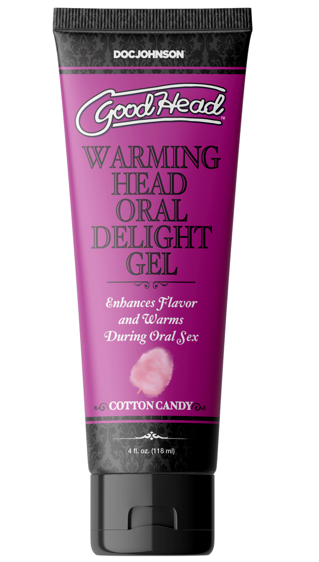 Goodhead Warming Head Oral Delight Gel Cotton Candy 4 Oz for enhancing flavor and warming during oral sex.