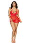 Babydoll and G-String - One Size - Lipstick Red