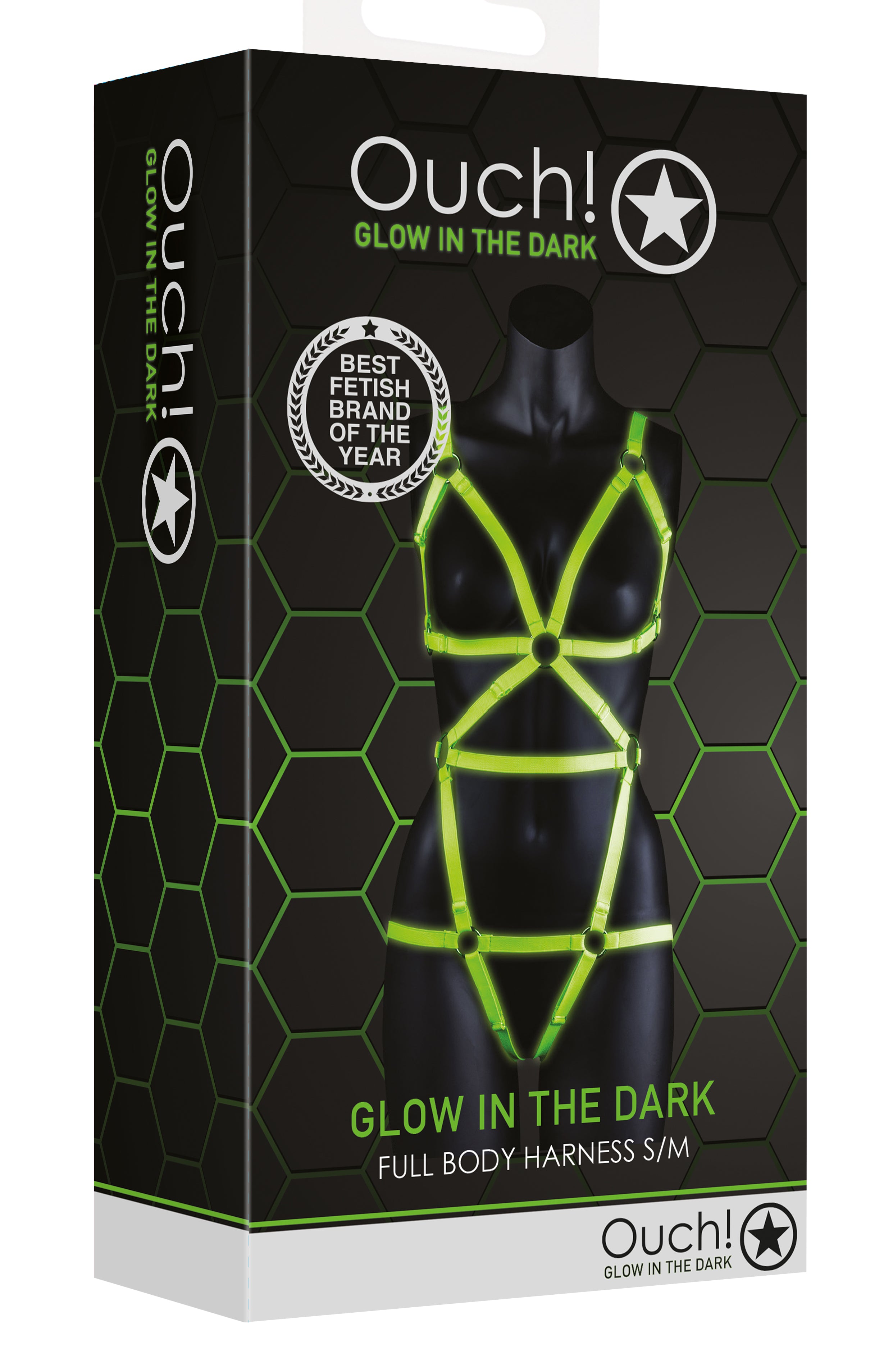 Ouch! Glow in the Dark Full Body Harness S/M: Illuminate Your Desires