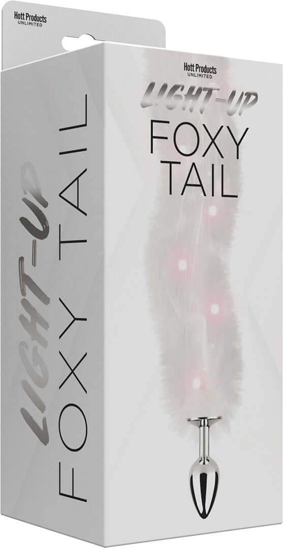 Foxy Tail - Light Up Faux Fur Butt Plug - White Plug - White