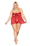 Bow Babydoll and Thong - Queen Size - Ruby-1