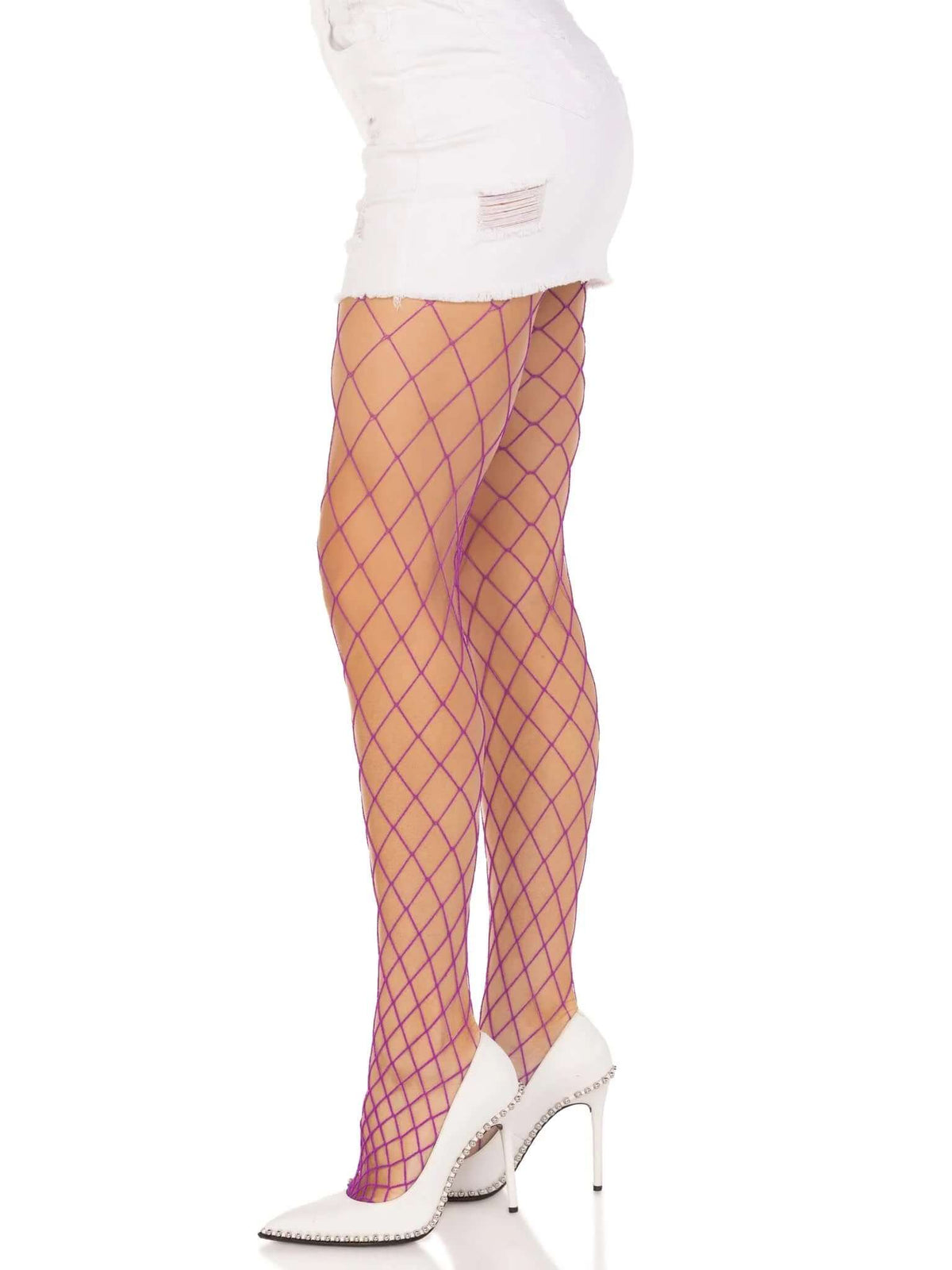 Spandex Diamond Net Tights - One Size - Purple-2
