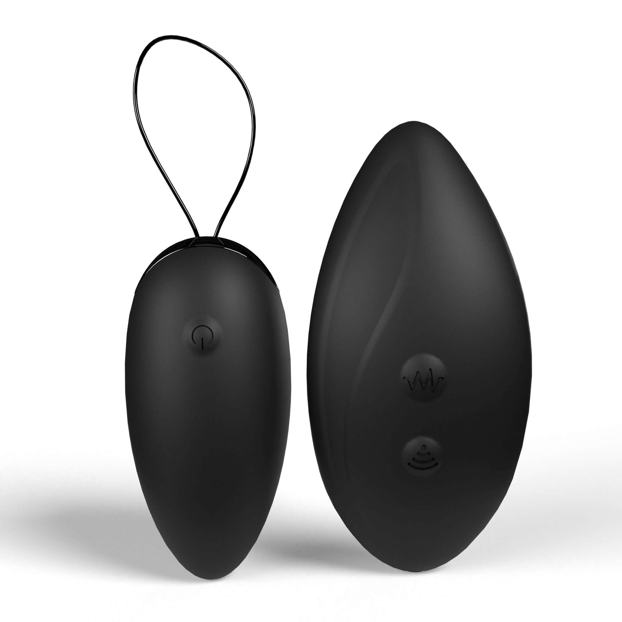 Black Premium Dual Vibe Remote and Egg with 20-function vibrating egg and 10-function remote, waterproof and silicone material.