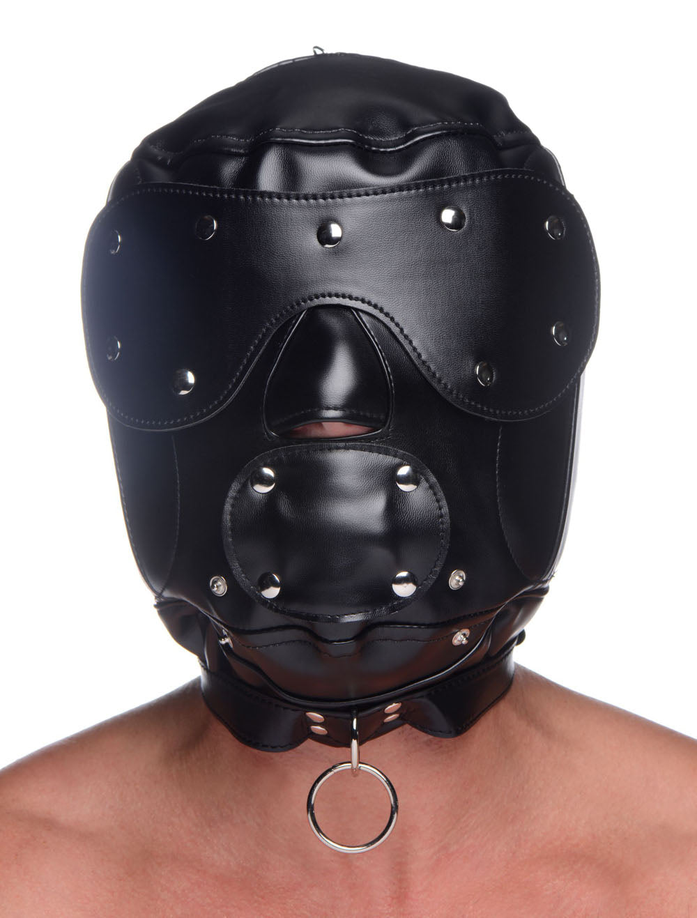 Muzzled Universal BDSM Hood With Removable Muzzle-2