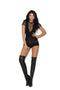 Short Sleeve Opaque and Fence Net Romper - One Size - Black