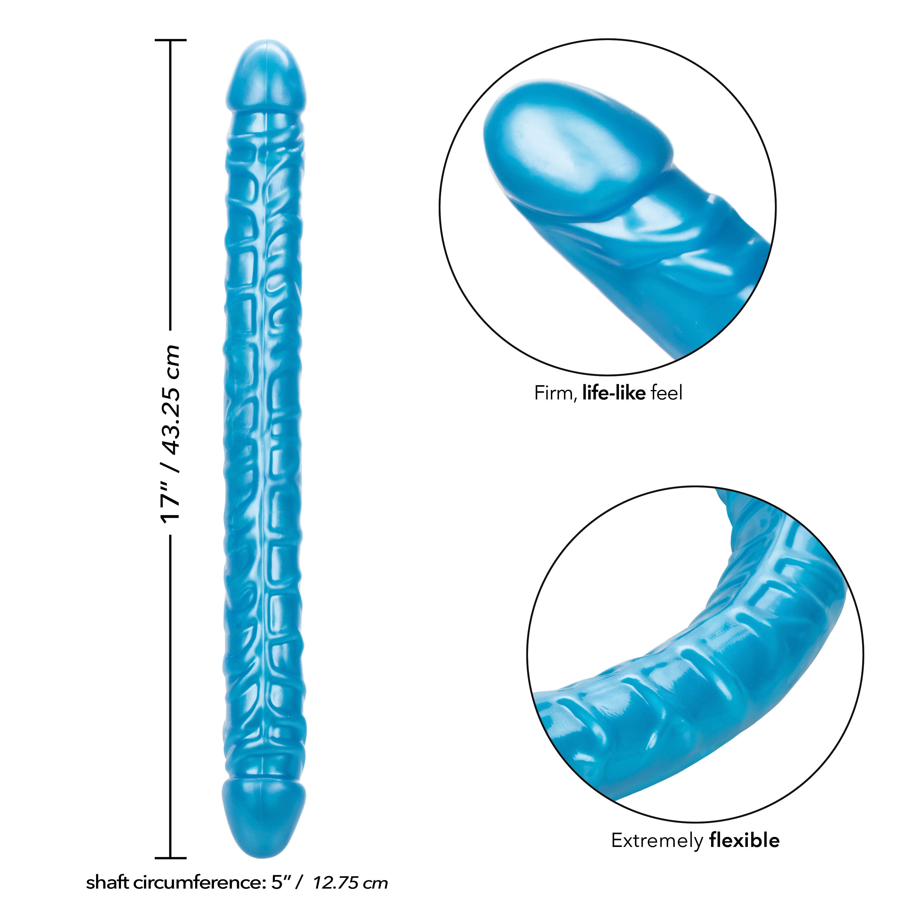 Size Queen 17-inch Double-Ended Dong in Blue: Ultimate Dual Pleasure Awaits