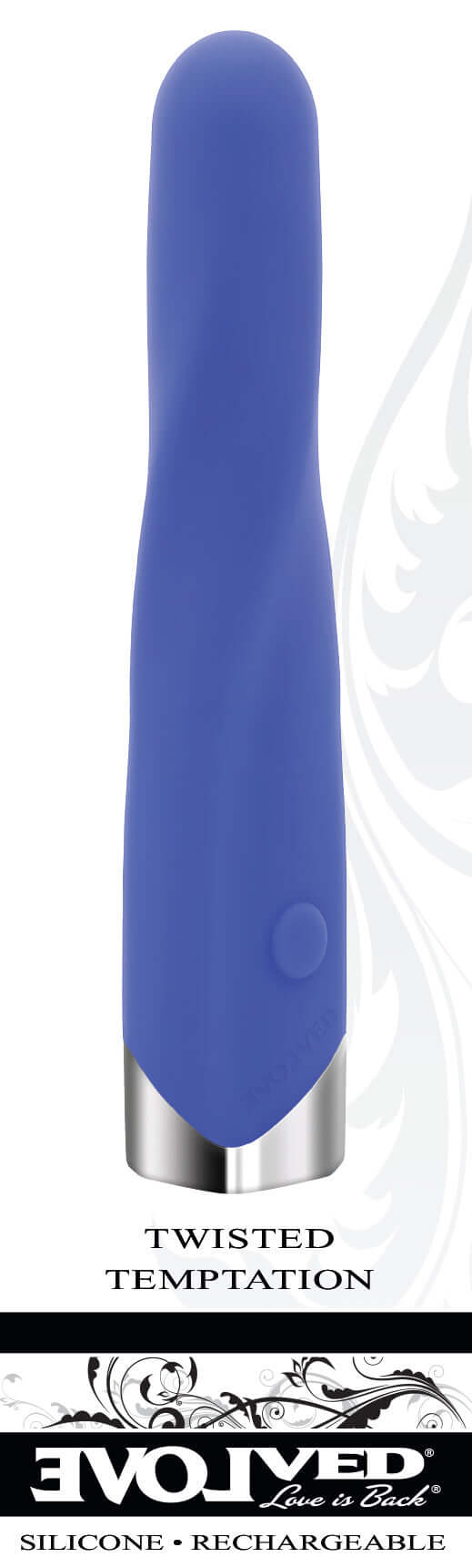 Twisted Temptation Massager - Purple Silicone Rechargeable Vibrator with Chrome Base