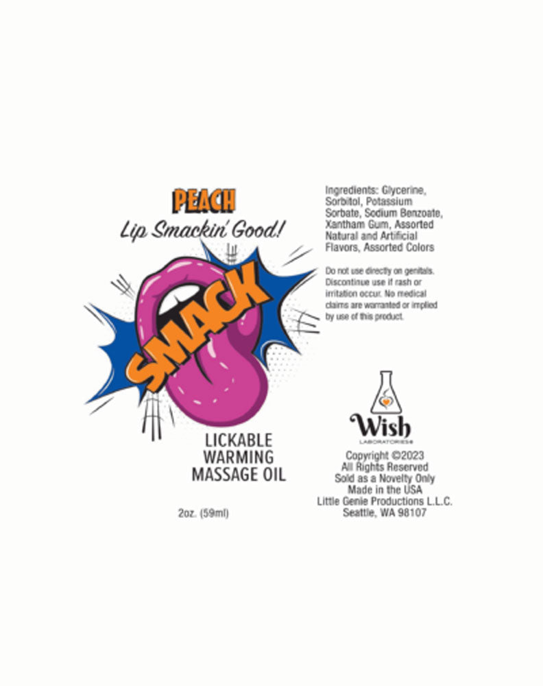 Smack Warming and Lickable Massage Oil - Peach 2  Oz-0