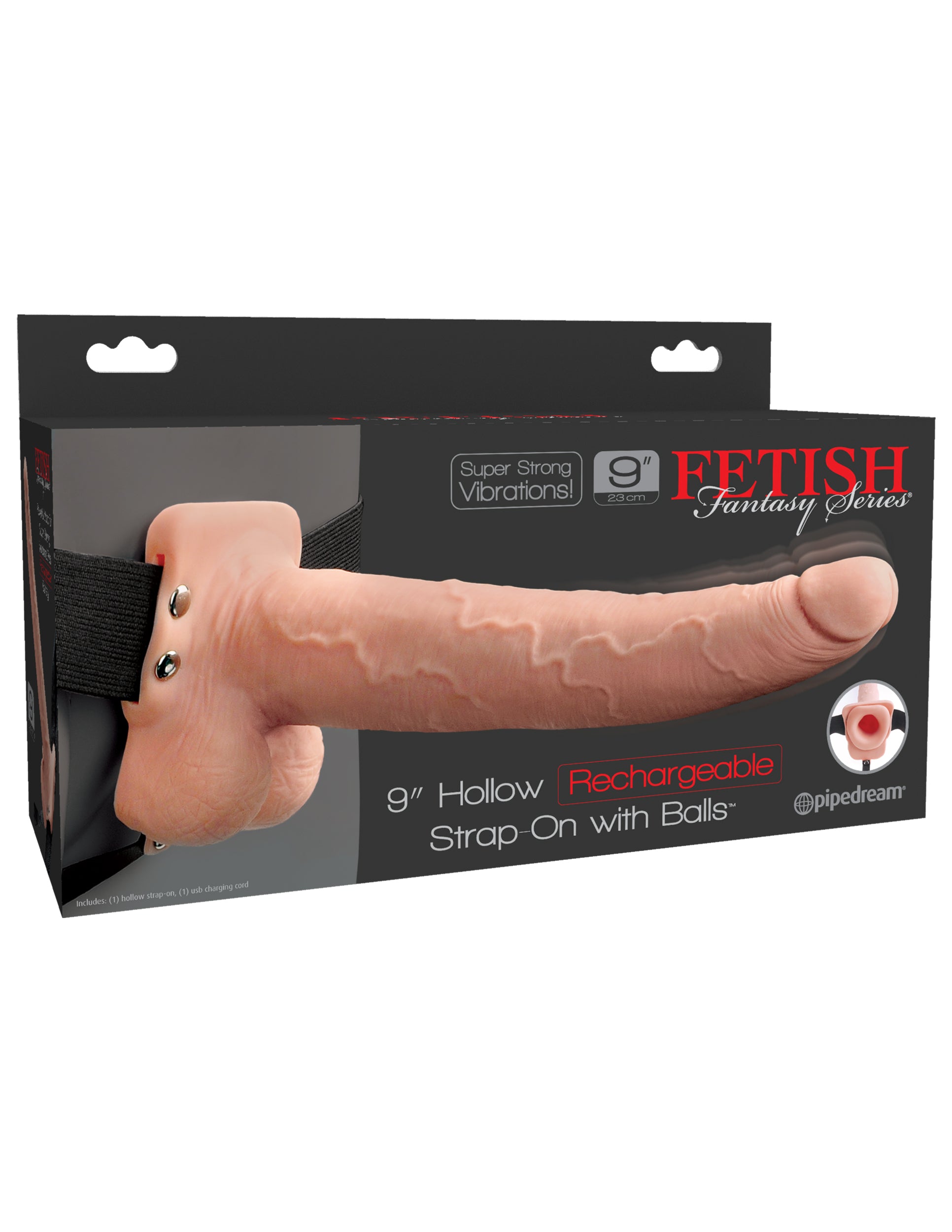 Fetish Fantasy Series 9 Inch Hollow Rechargeable Strap-on With Balls - Flesh-0