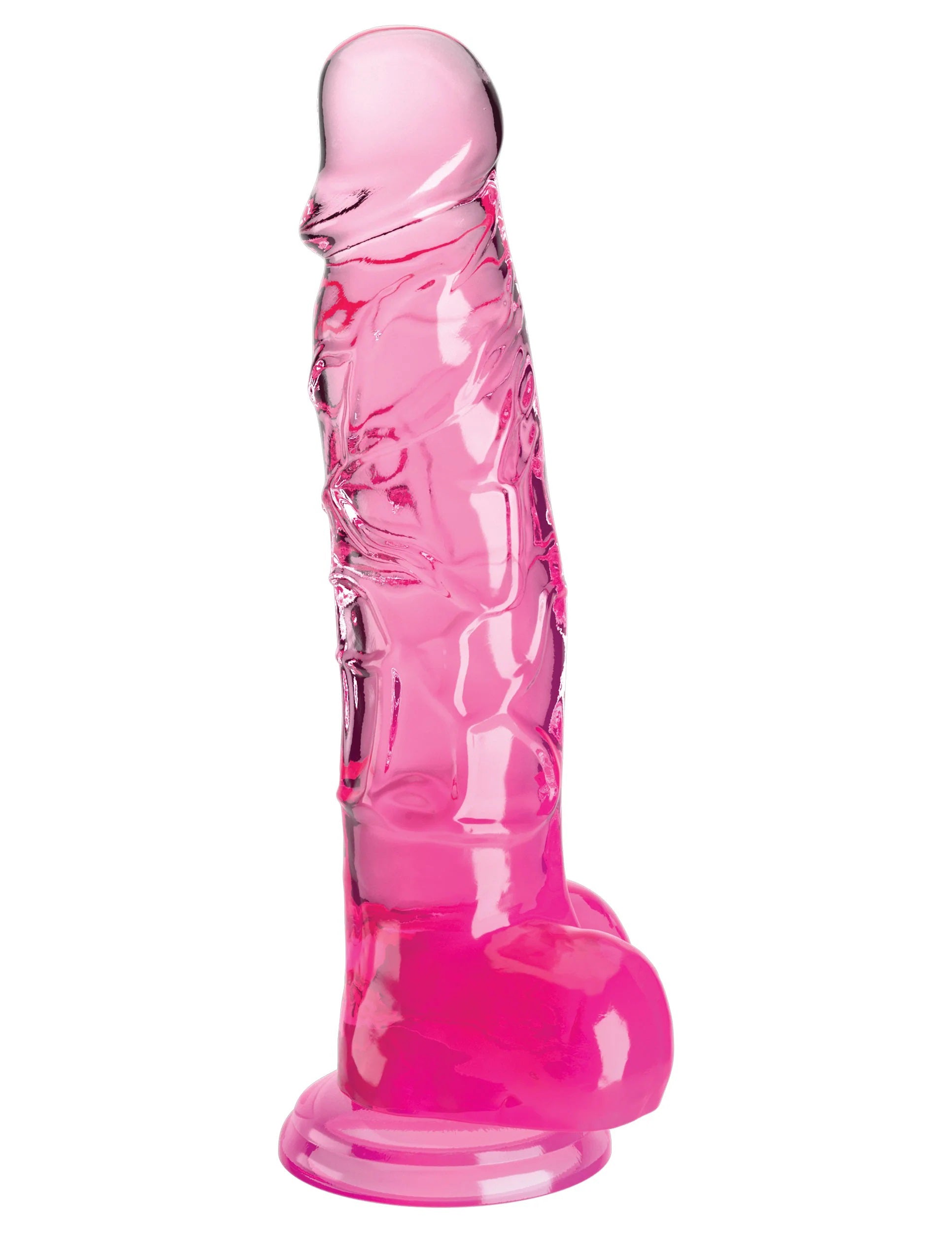 King Cock Clear 8 Inch With Balls - Pink-1