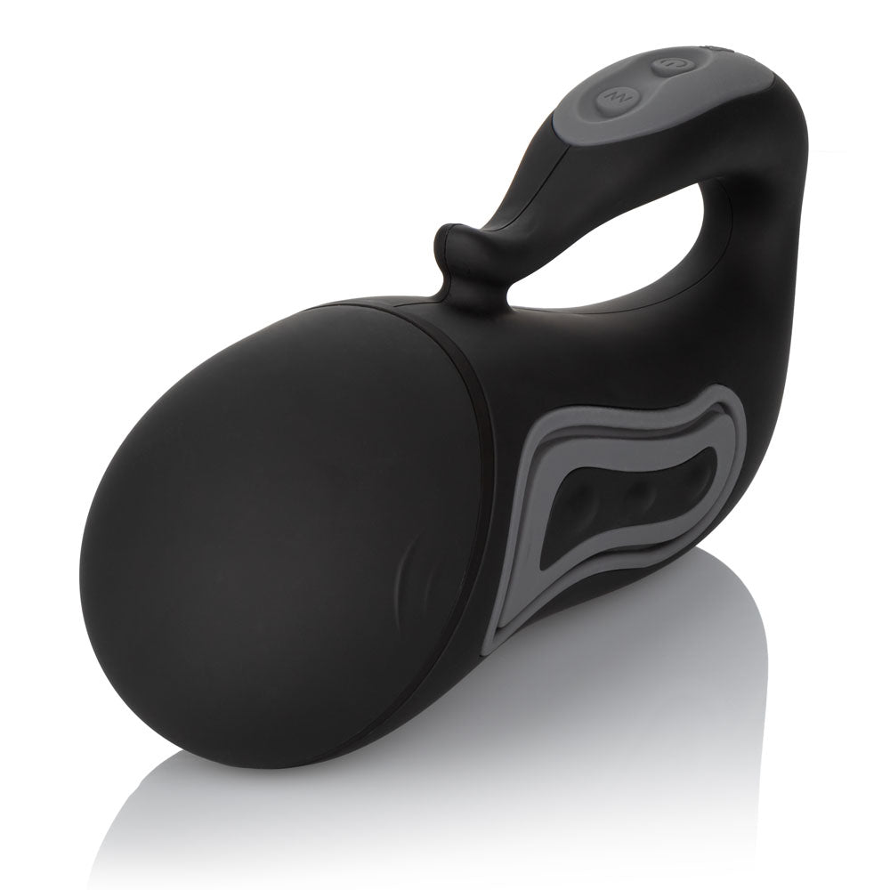 Optimum Power Rechargeable Grip-N-Stroke with sleek design and control buttons for customizable vibration experiences.