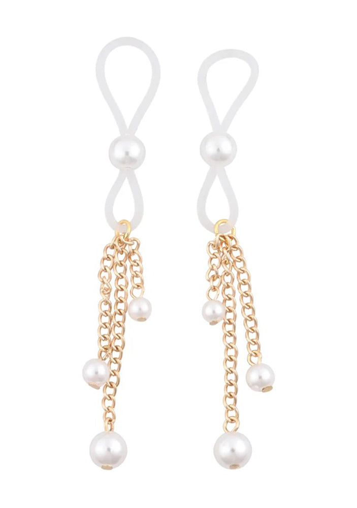 Pearl Nipple Ties - Gold/white-3