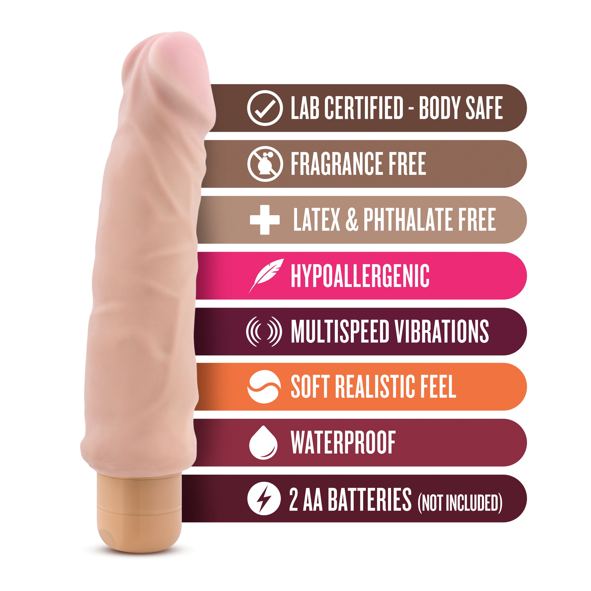X5 Hard on Vibrating 9 Inch Dildo - Natural