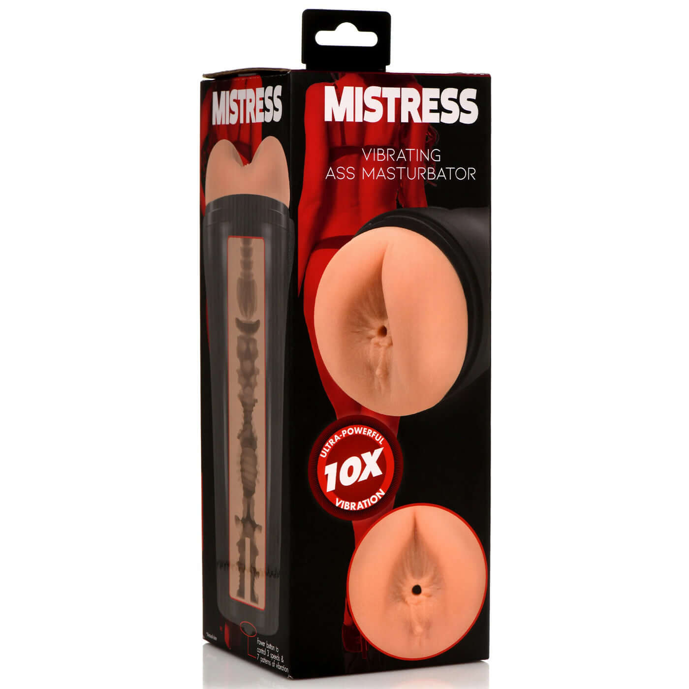 Mistress Vibrating Ass Masturbator Medium packaging with 10X vibration feature