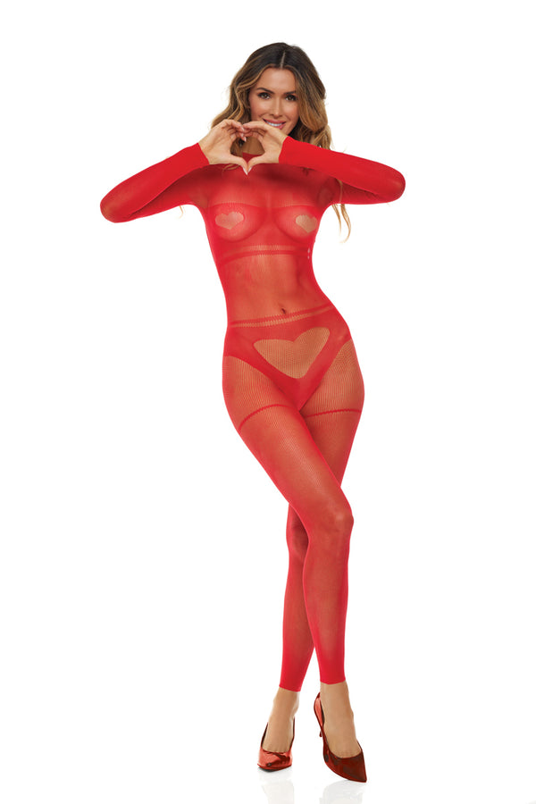 Mad Love Bodystocking - One Size - Red-0