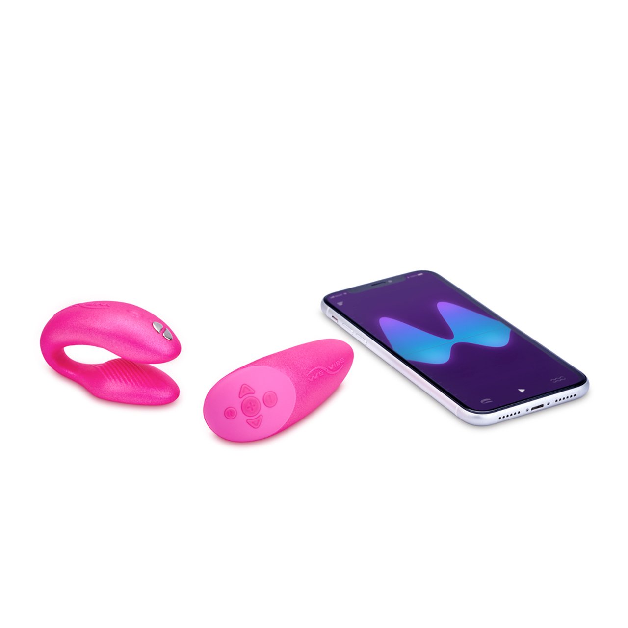 We-Vibe Chorus 10-function Hands-free App-connected Silicone Couples Vibrator with Squeeze Remote Cosmic Pink