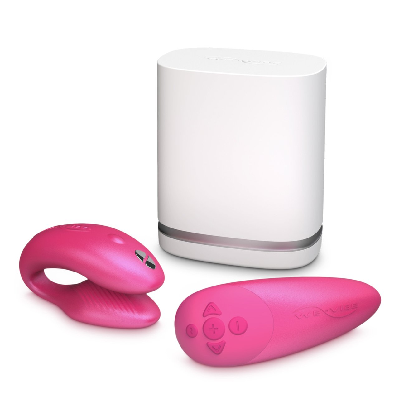 We-Vibe Chorus 10-function Hands-free App-connected Silicone Couples Vibrator with Squeeze Remote Cosmic Pink