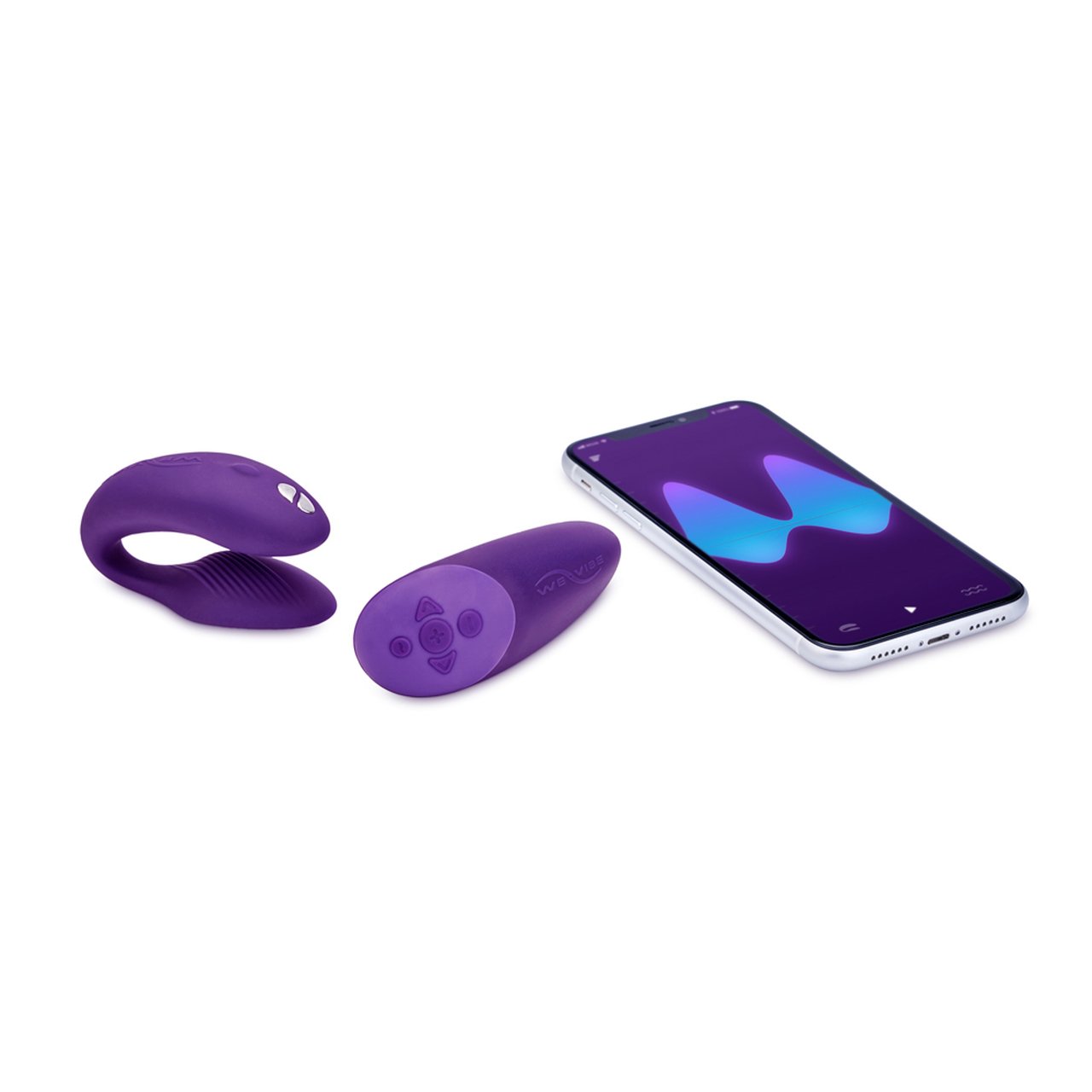 We-Vibe Chorus 10-function Hands-free App-connected Silicone Couples Vibrator with Squeeze Remote Purple