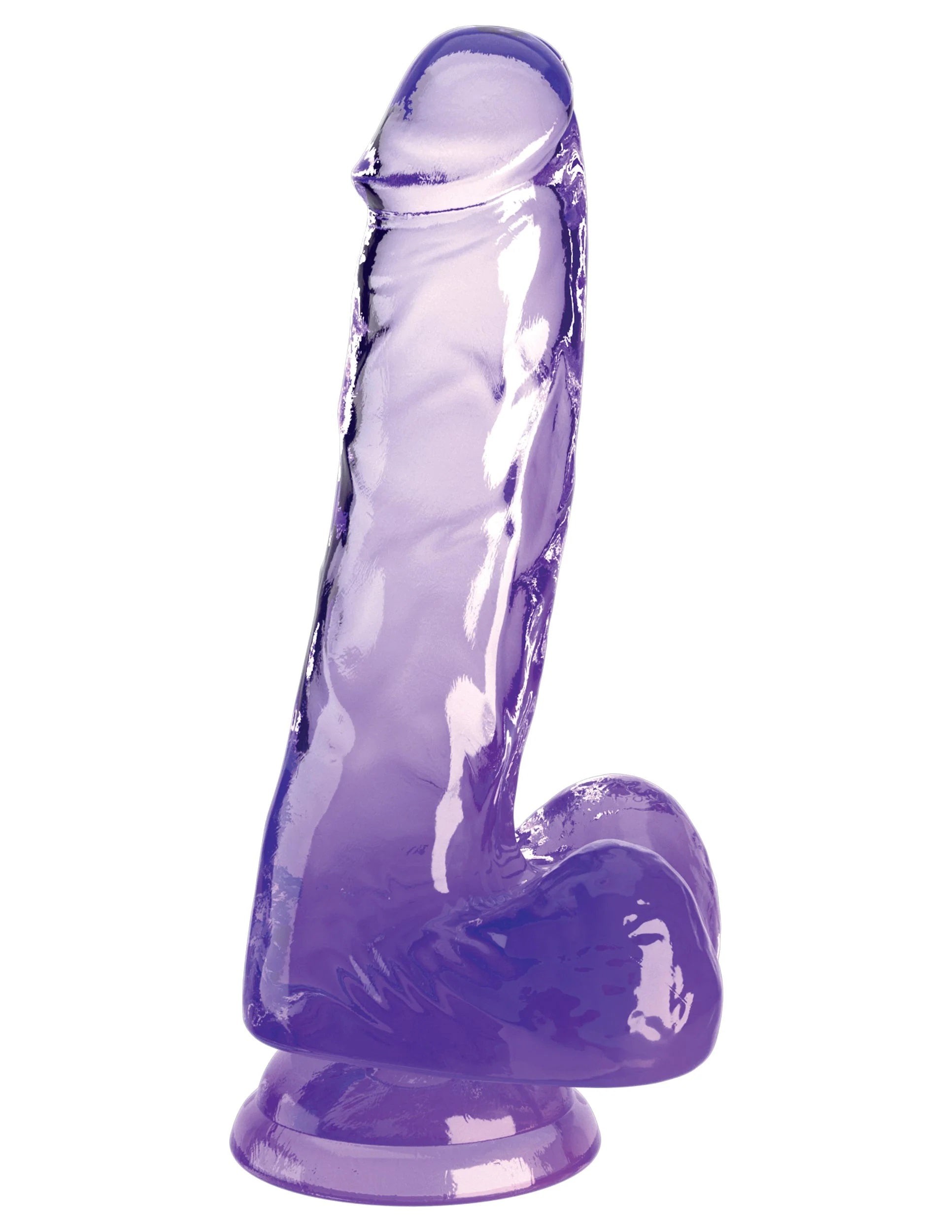 King Cock Clear 6 Inch With Balls - Purple-1