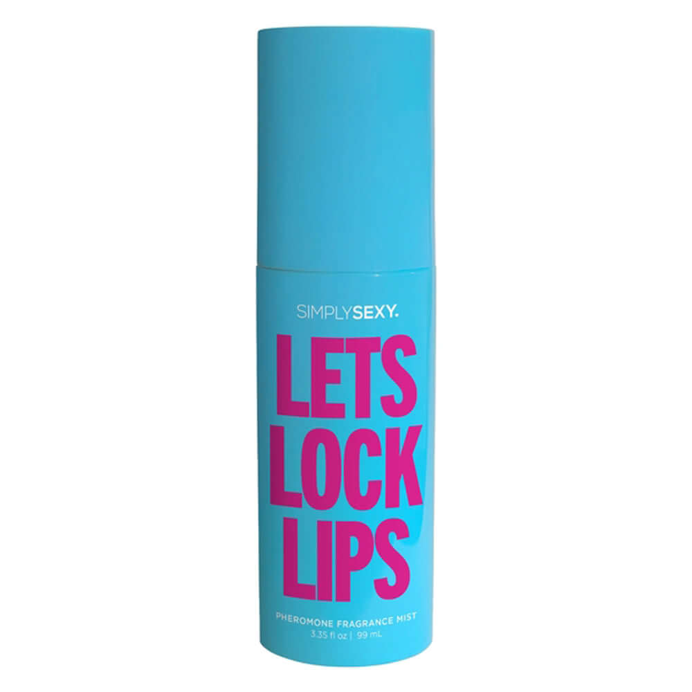 Lets Lock Lips - Pheromone Fragrance Mist 3.35 Oz bottle in blue packaging with pink text.
