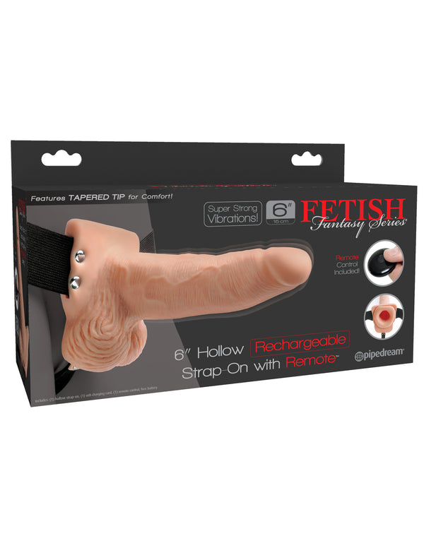 Fetish Fantasy Series 6&quot; Hollow Rechargeable Strap-on With Remote - Flesh