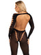 Opaque Cut Out Footless Bodystocking - One Size -  Black-1