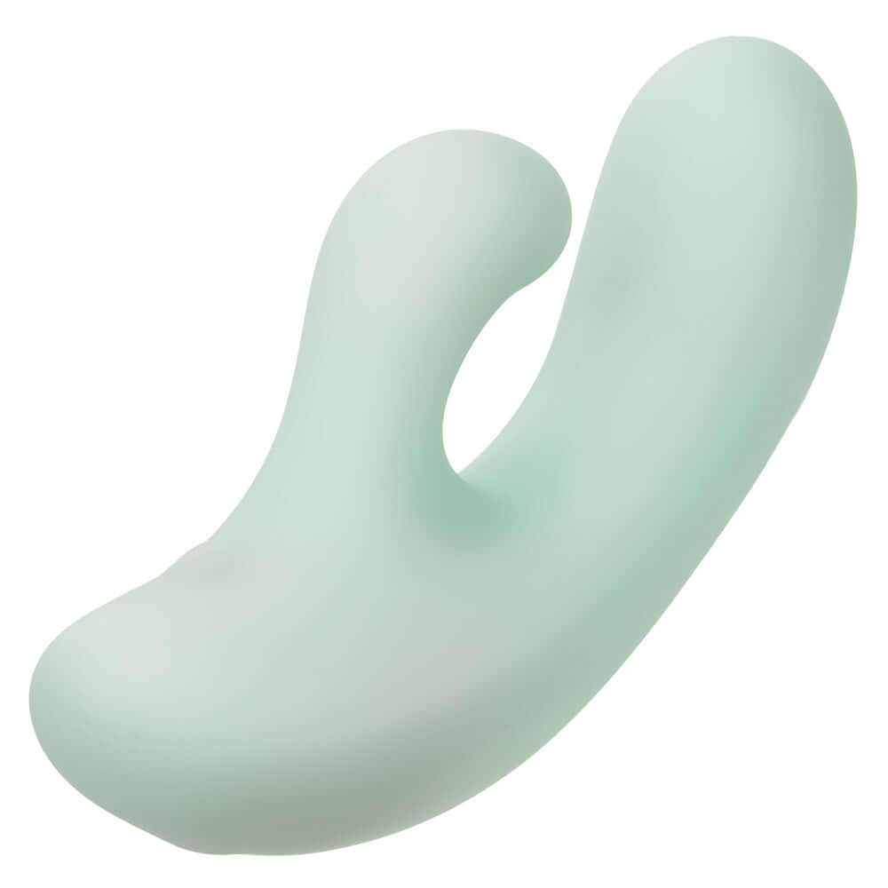 Pacifica Fiji Green dual stimulator adult toy with perfectly curved design for G-spot targeting and powerful vibrations.