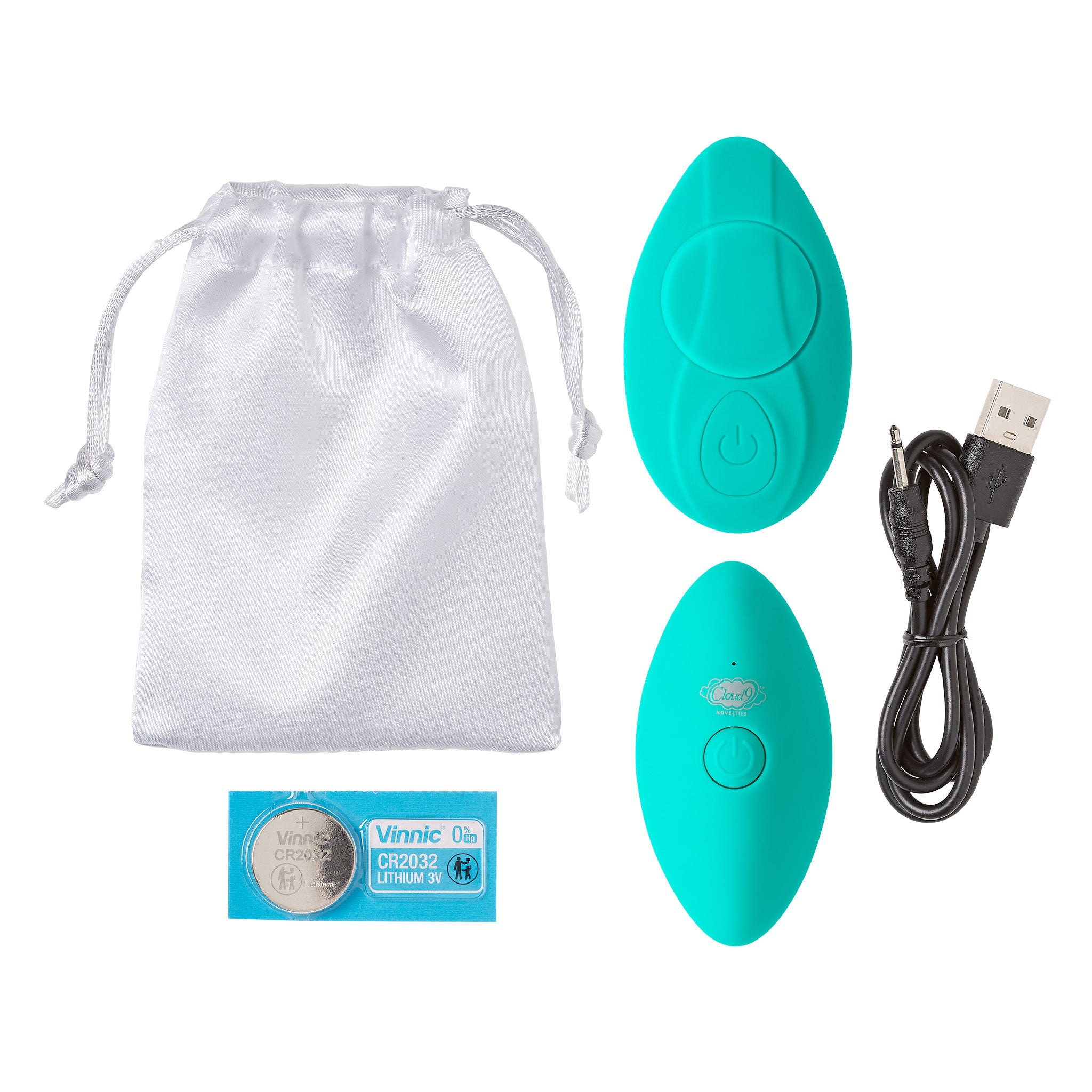 Cloud 9 Novelties Pleasure Panty Vibrator Teal - Remote Control, 10 Vibrating Patterns, Ergonomic Design