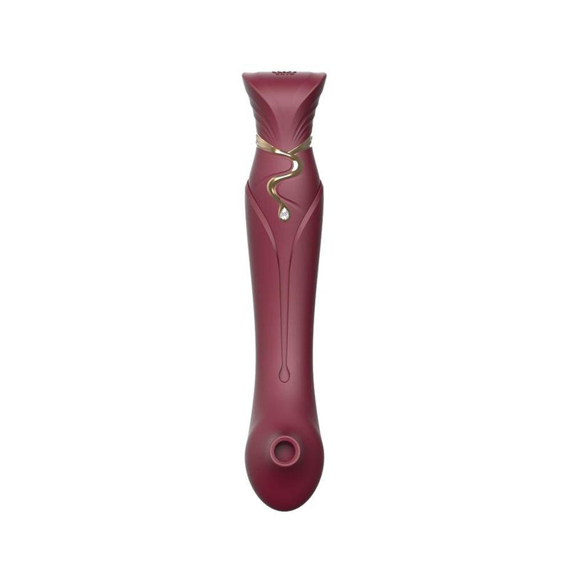 ZALO Queen Set G-spot PulseWave 17-function App-controlled Rechargeable Silicone Vibrator with Suction Sleeve Wine Red