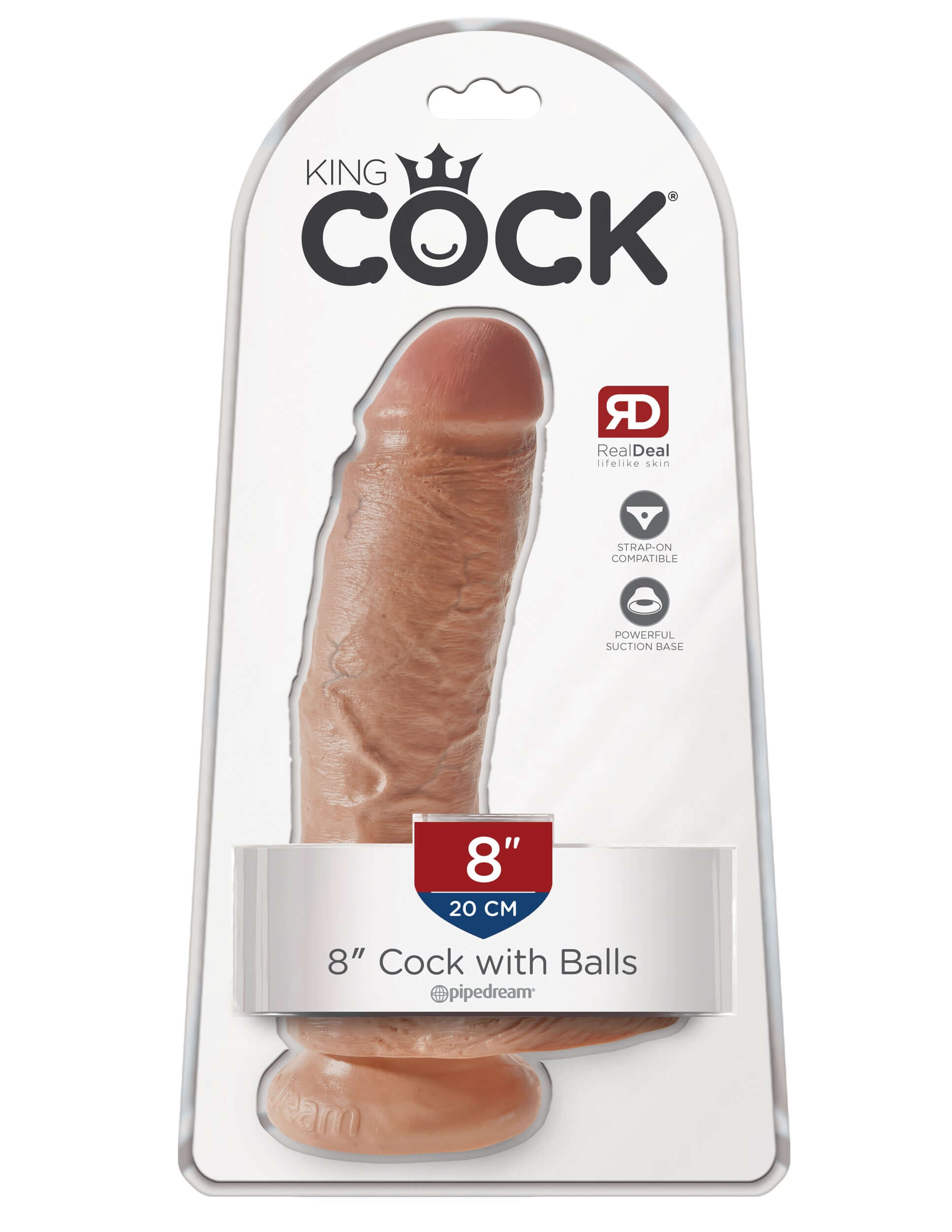 King Cock  8 Inch Cock With Balls - Tan-3